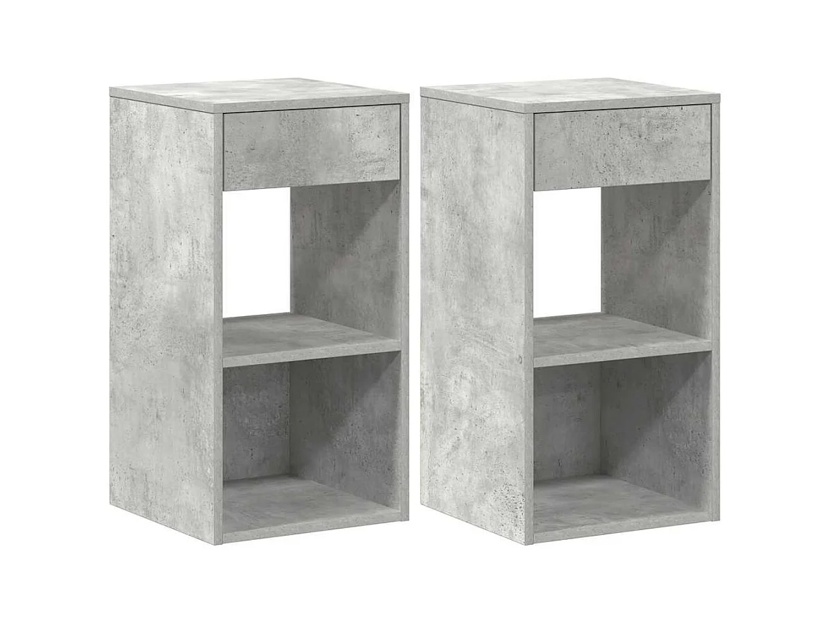 Tables de chevet avec tiroir 2 pcs gris béton 35x34x66,5 cm