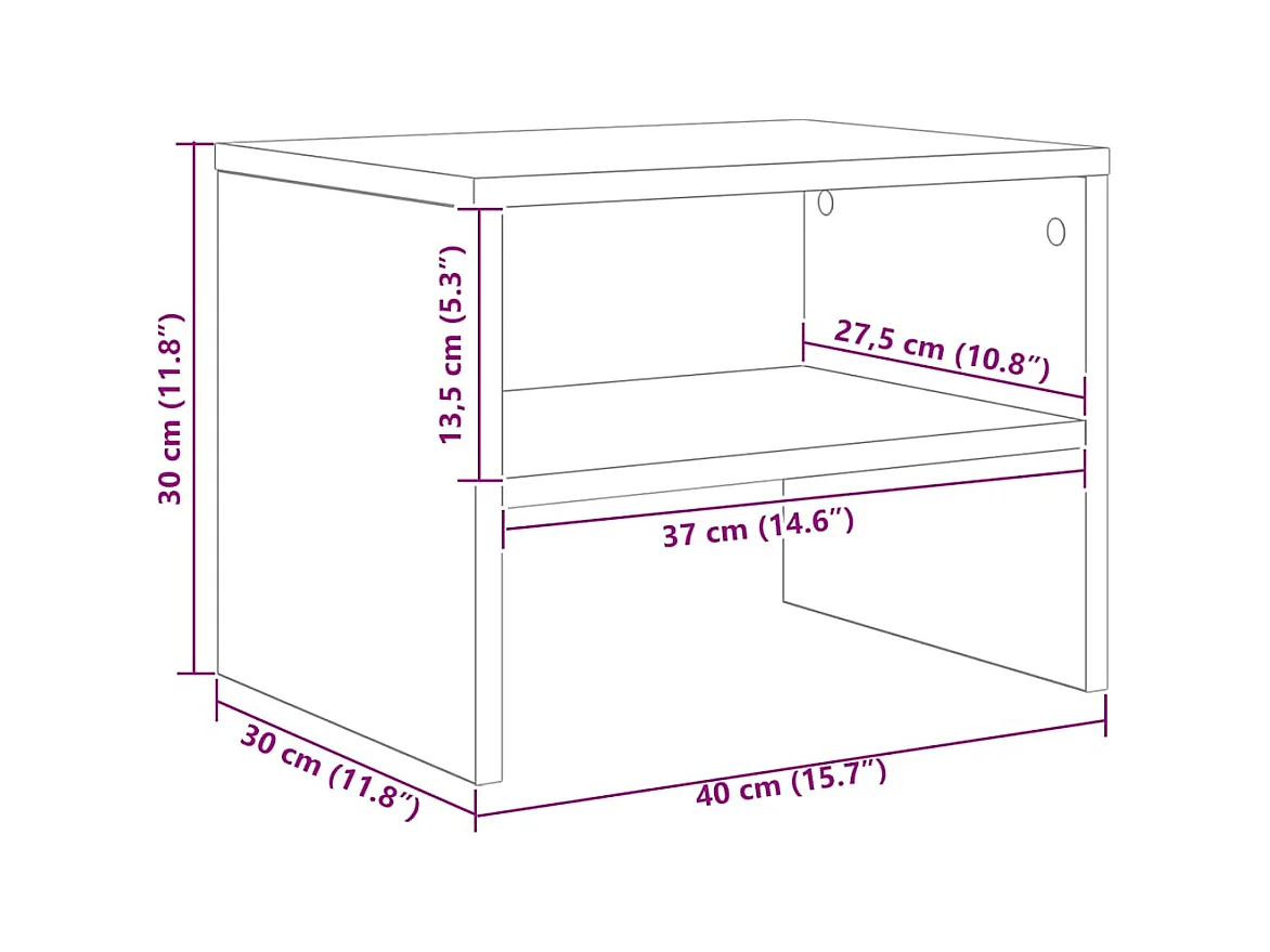 Nachttisch Weiß 40x30x30 cm Holzwerkstoff
