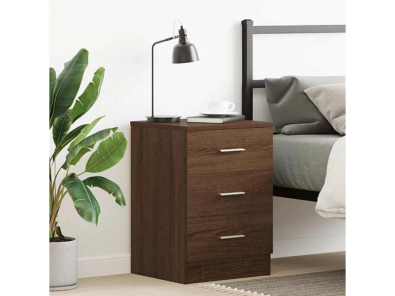 Nachtkastje Bruin eiken 38x35x56 cm Bewerkt hout