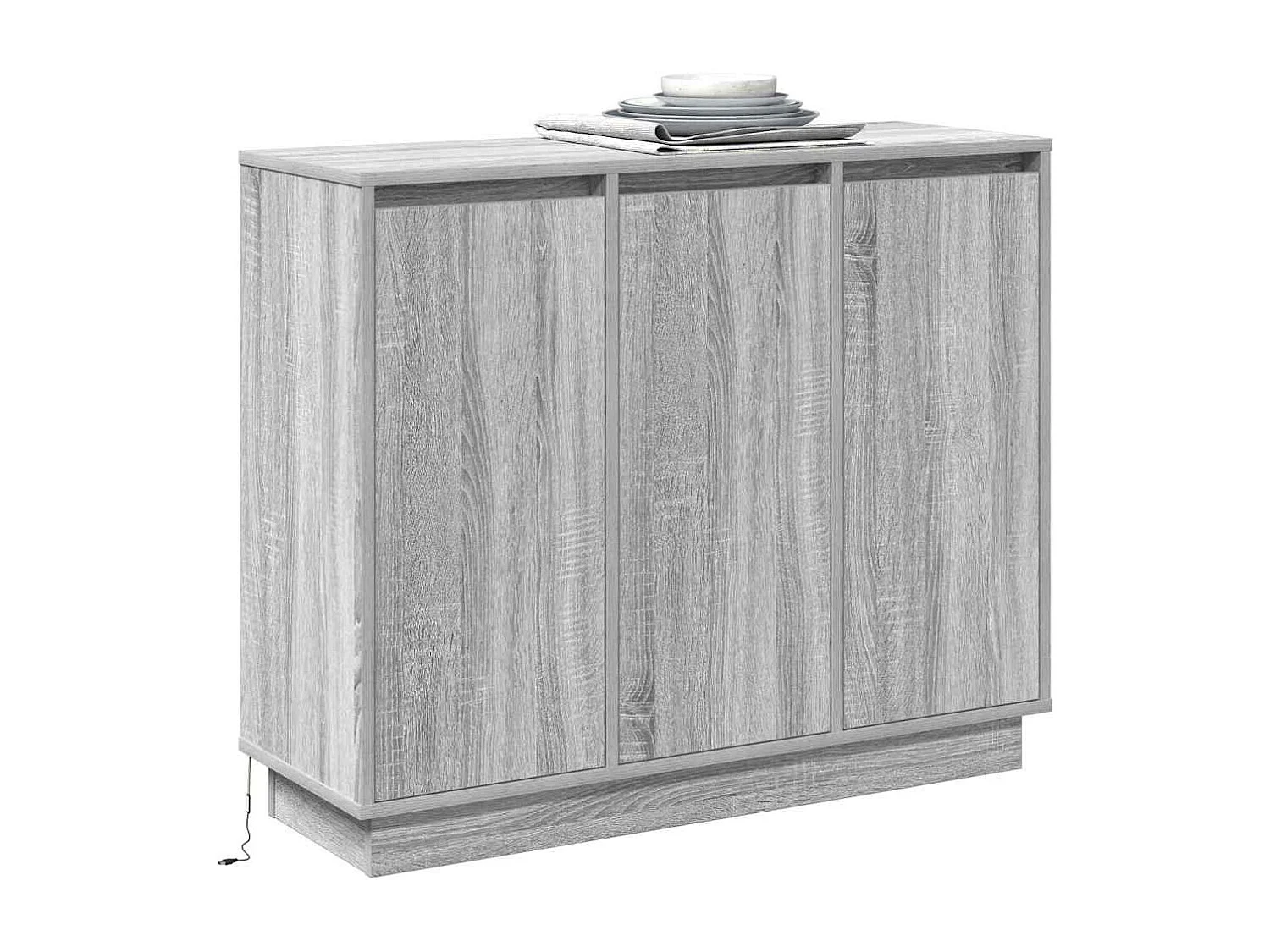 Credenza Sonoma Grey 90x32x75 cm con LED in legno ingegnerizzato
