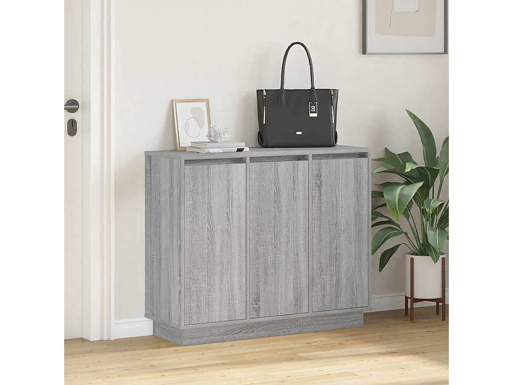 Credenza Sonoma Grey 90x32x75 cm con LED in legno ingegnerizzato