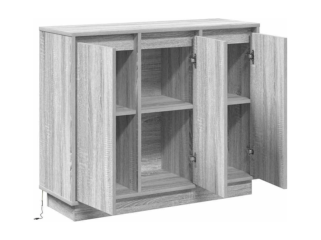 Credenza Sonoma Grey 90x32x75 cm con LED in legno ingegnerizzato