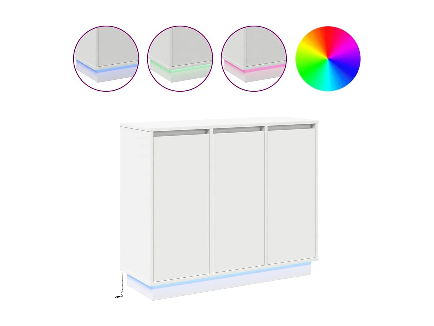 Credenza con LED Bianca 90x32x75 cm in legno ingegnerizzato