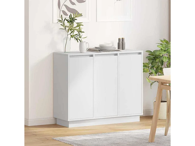 Credenza con LED Bianca 90x32x75 cm in legno ingegnerizzato