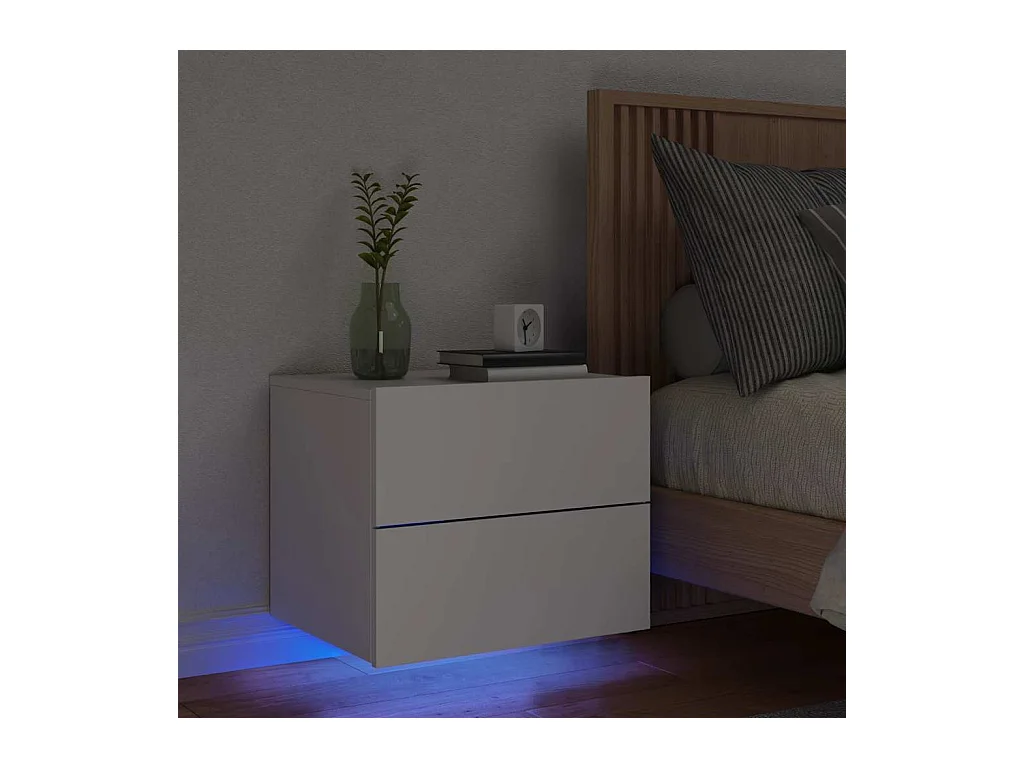 Table de chevet murale avec lumières LED blanc