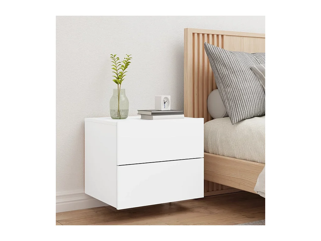 Table de chevet murale avec lumières LED blanc