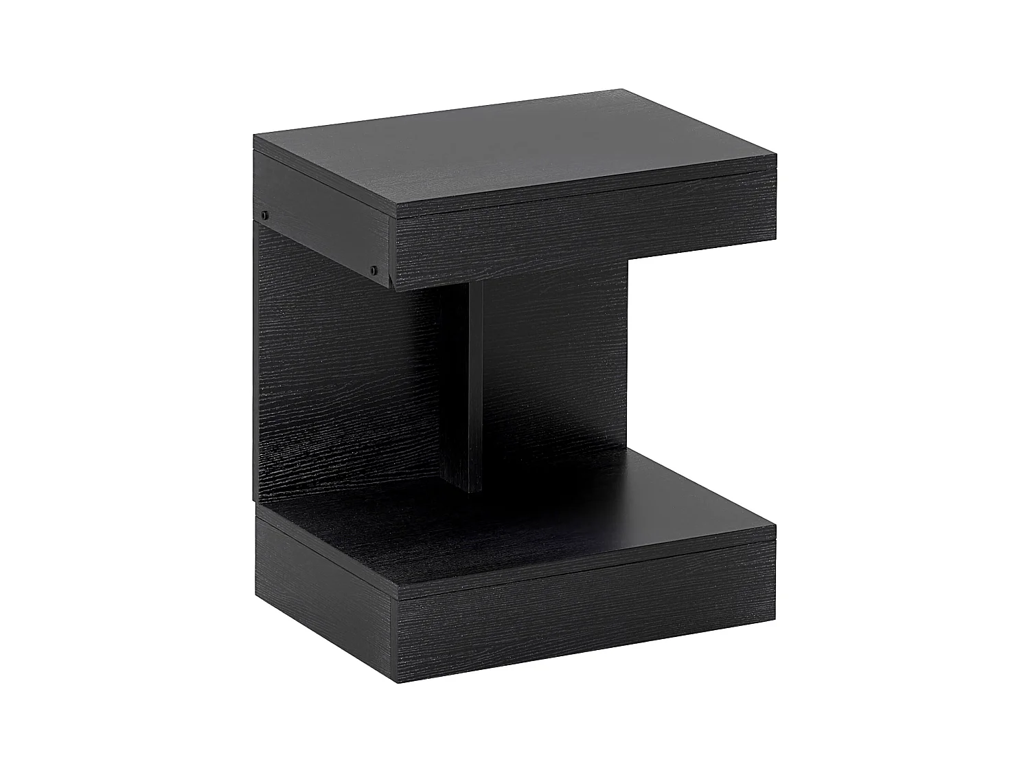 Table de chevet avec tiroirs et étagères, bois, noir (40x30x46cm)