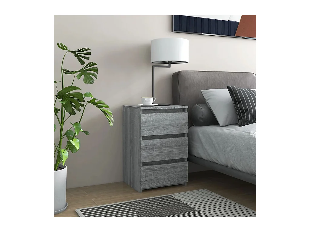 Comodino Sonoma Grey 40x35x62,5 cm in legno ingegnerizzato
