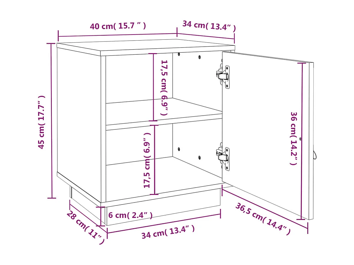 Tables de chevet 2 pcs Blanc 40x34x45 cm Bois de pin massif