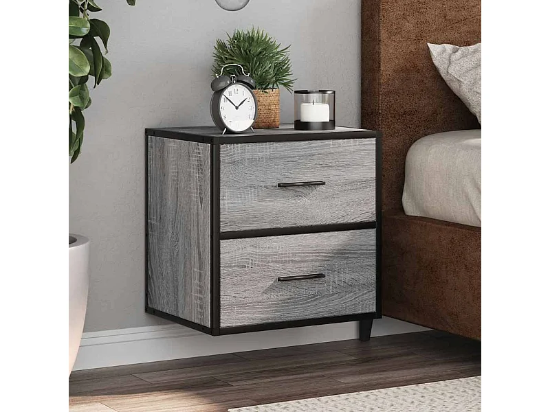 Comodini da parete 2 pz grigio sonoma 40x31x39,5 cm