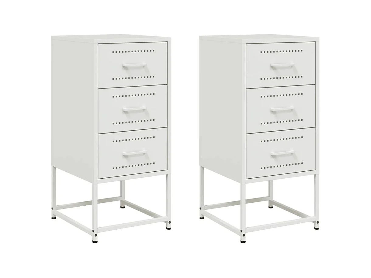 Tables de chevet 2 pcs blanc 36x39x78 cm acier