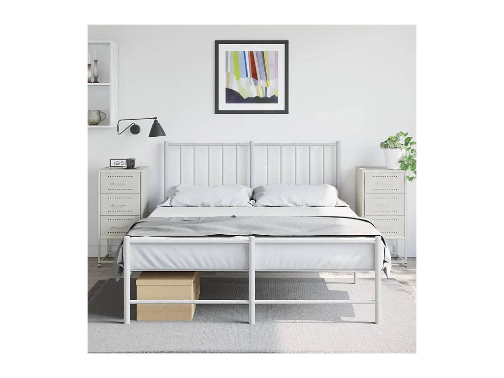 Tables de chevet 2 pcs blanc 36x39x78 cm acier