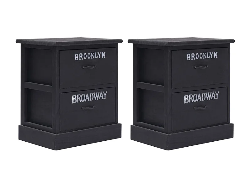 comodini neri 38x28x45 cm in legno di Paulownia