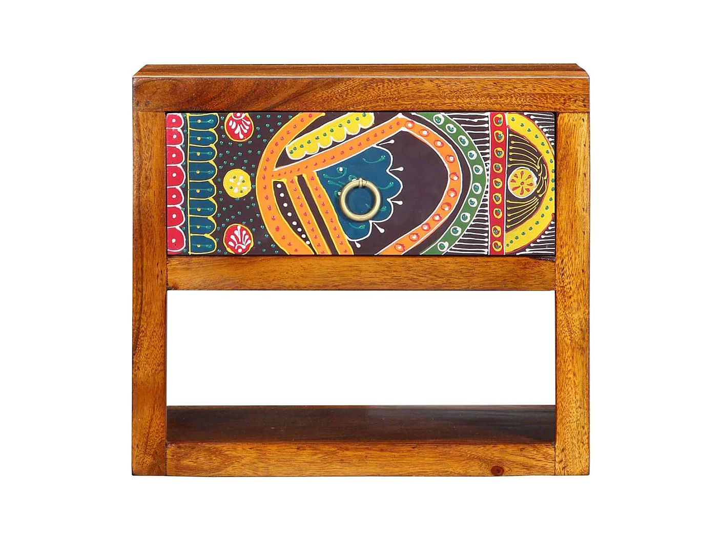 Table de chevet 40x35x35 cm en bois massif d'acacia