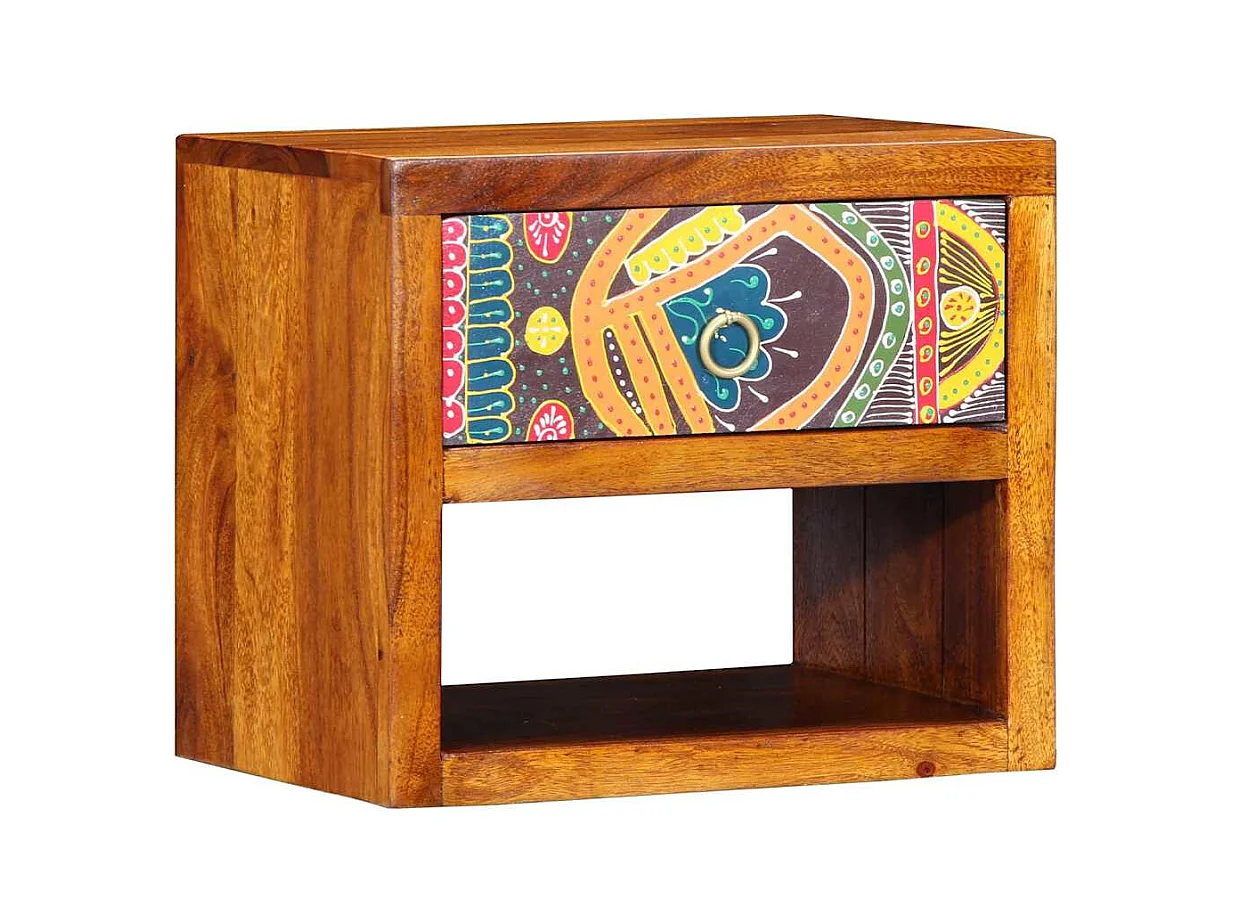 Comodino 40x35x35 cm in legno massello di acacia