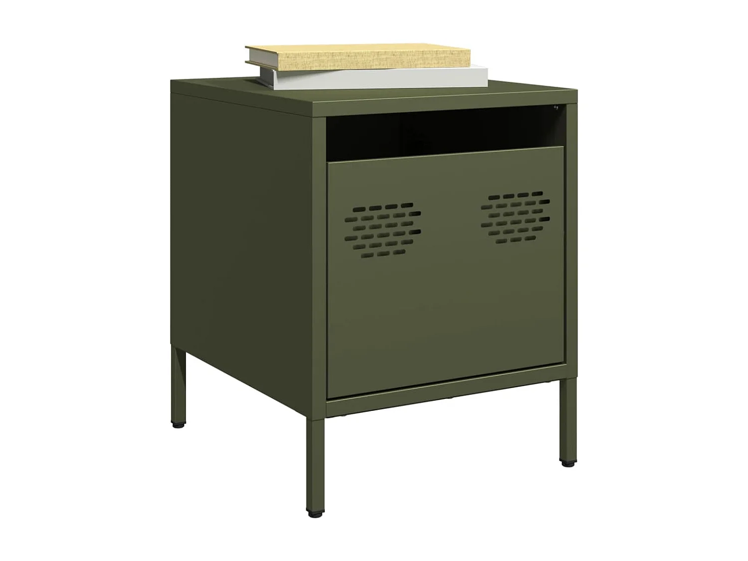 Tables de chevet 2 pcs vert olive 35x39x43,5 cm acier