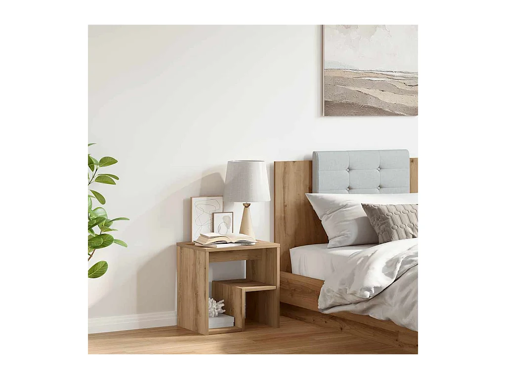 Table de chevet chêne artisanal 40x30x40 cm bois d'ingénierie