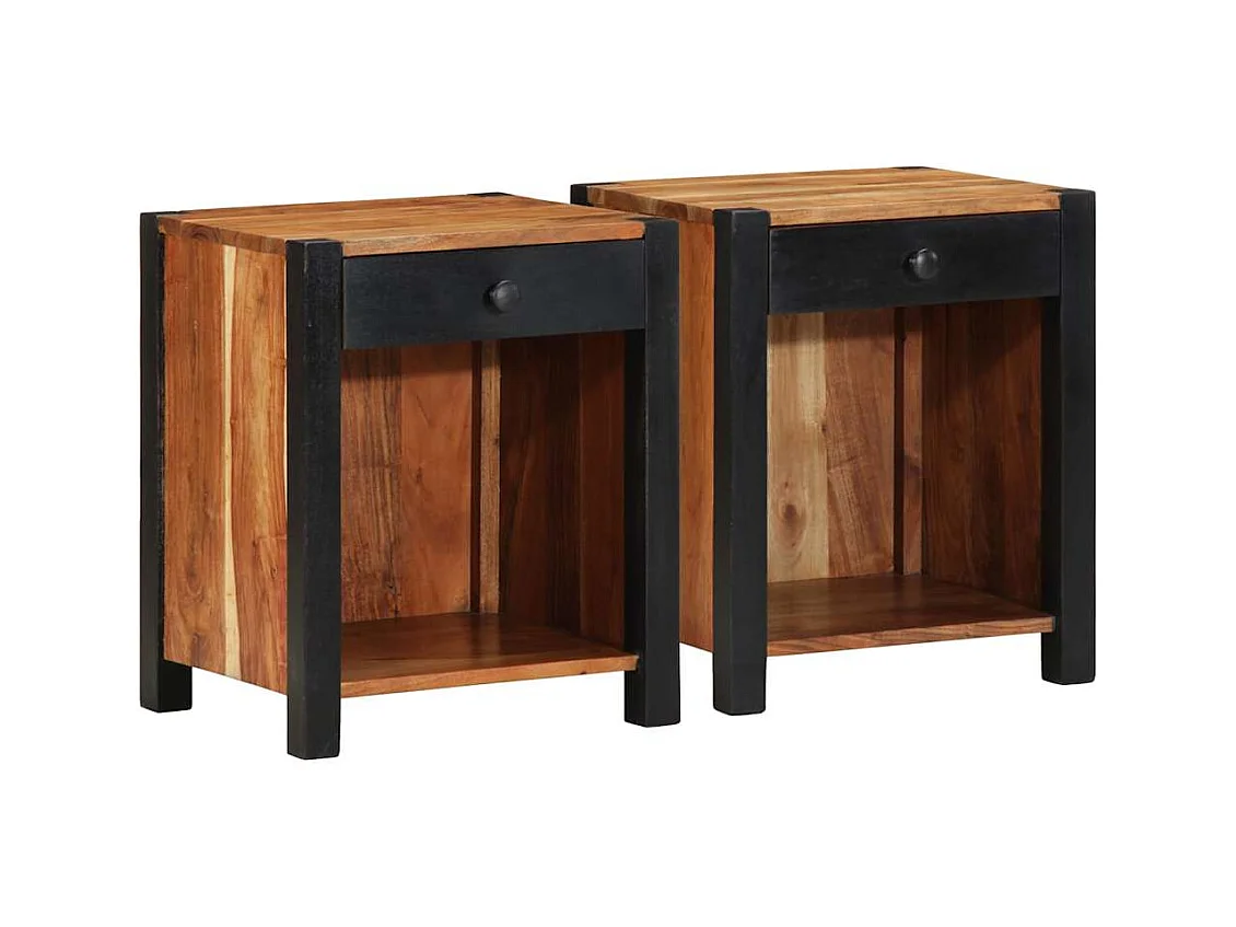 Comodini 2 pz 40x35x50 cm Legno massello di acacia