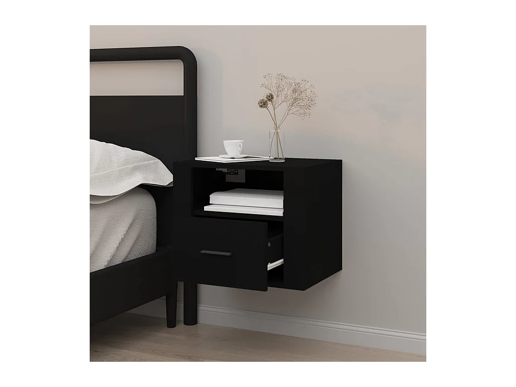 Zwart wandnachtkastje 50x36x40 cm