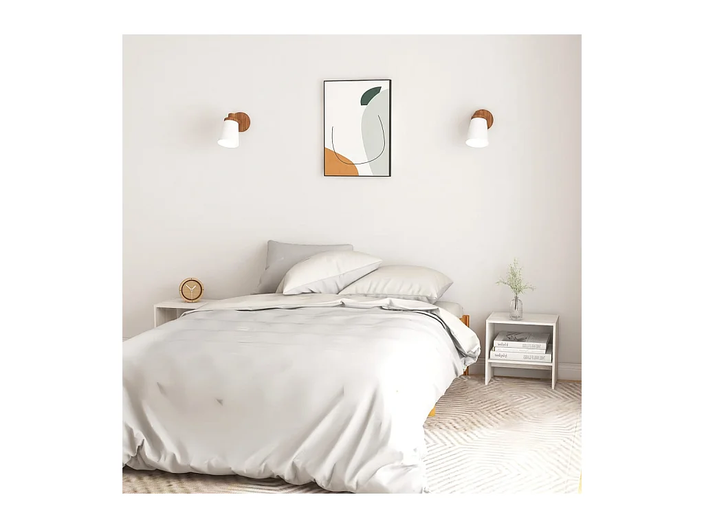 Table de chevet Blanc 40x30,5x40 cm Bois de pin massif