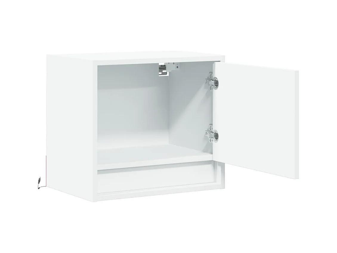 Tables de chevet murales avec lumières LED 2 pcs blanc