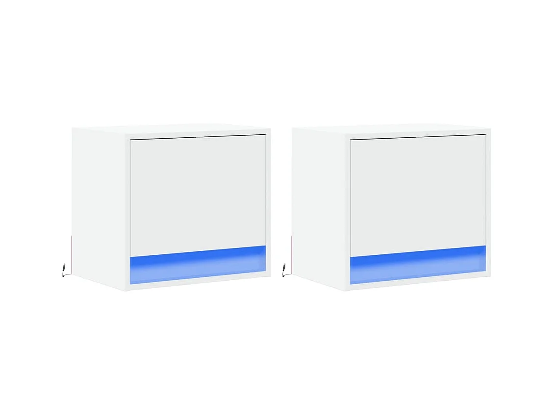 Wandnachtkastjes met LED-verlichting 2 stuks wit