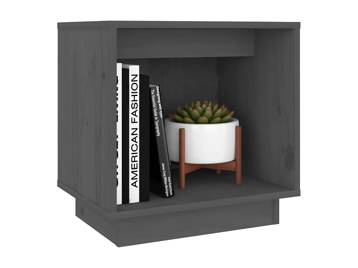 Comodini 2 pz Grigio 40x30x40 cm Legno massello di pino