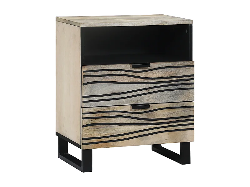 Tables de chevet avec tiroir Blanc et Noir 50 x 33 x 60 cm