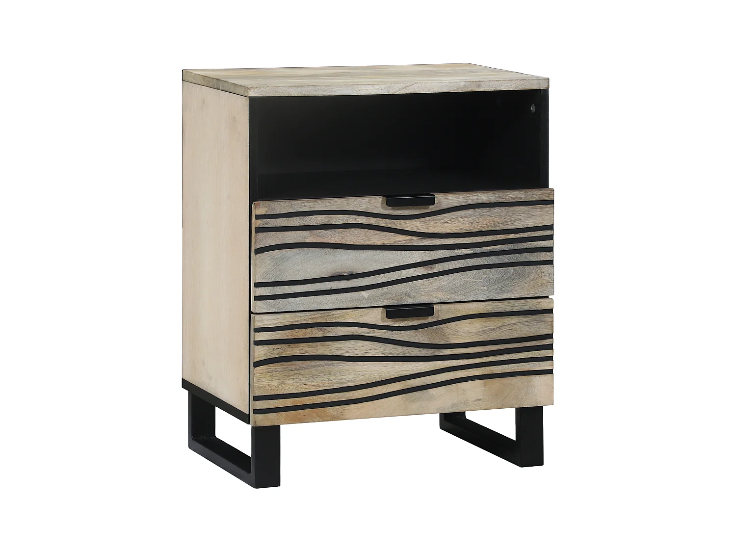 Tables de chevet avec tiroir Blanc et Noir 50 x 33 x 60 cm