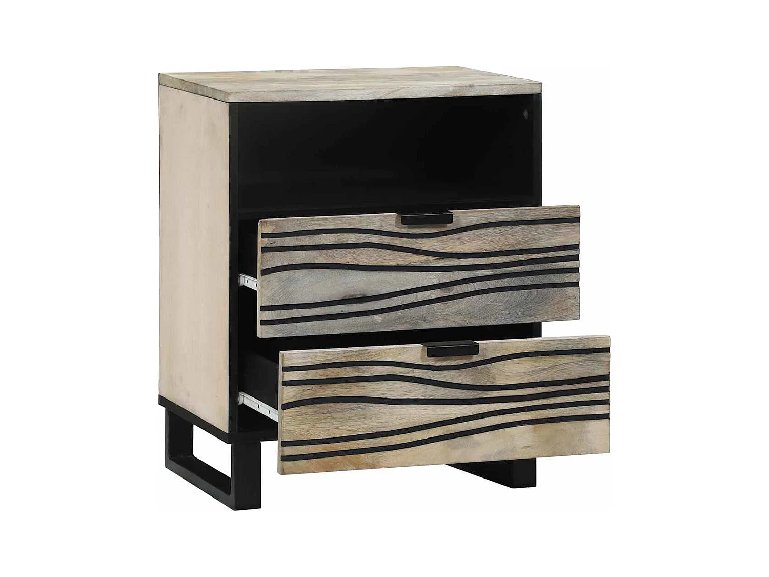 Tables de chevet avec tiroir Blanc et Noir 50 x 33 x 60 cm