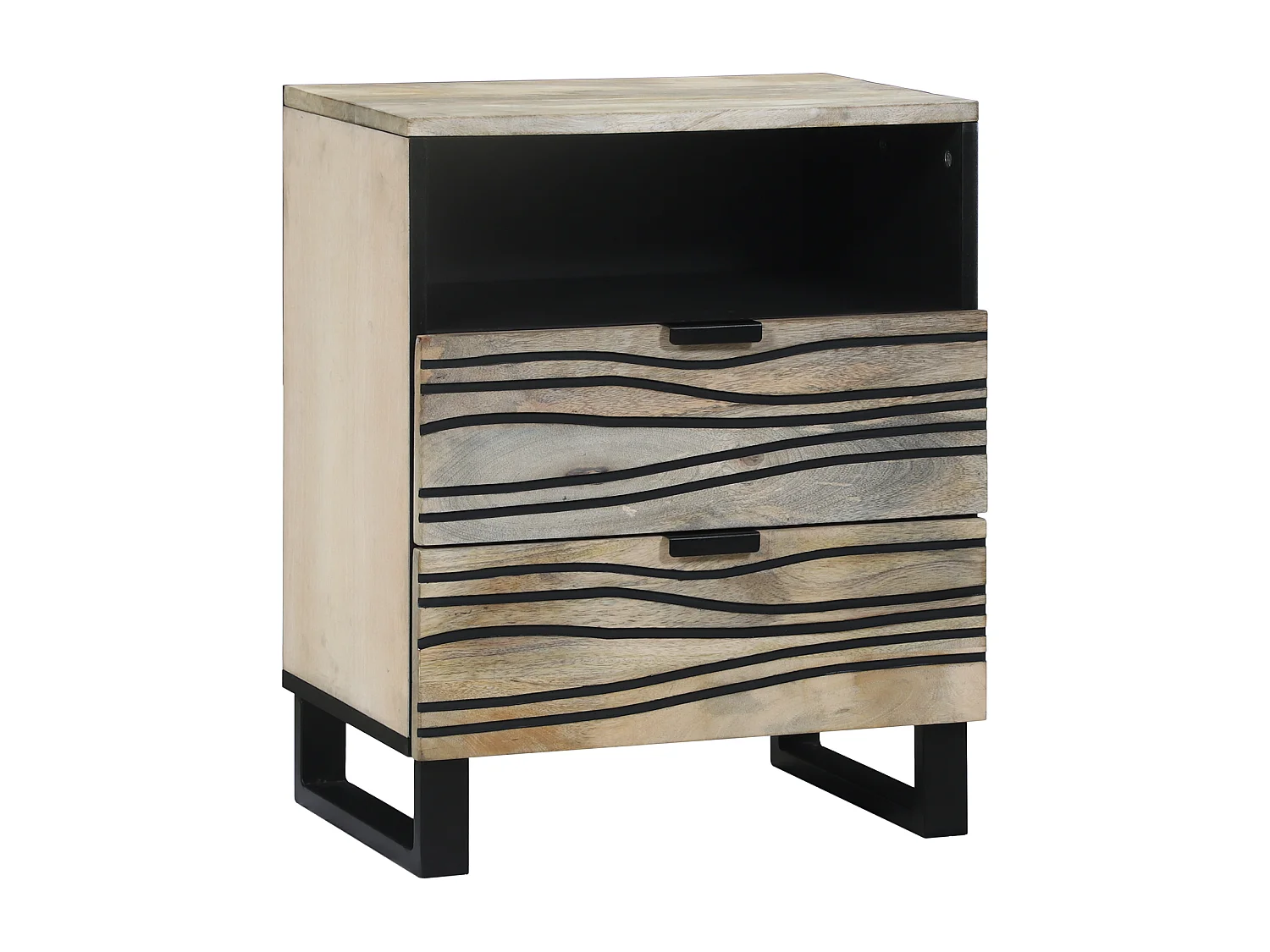 Tables de chevet avec tiroir Blanc et Noir 50 x 33 x 60 cm