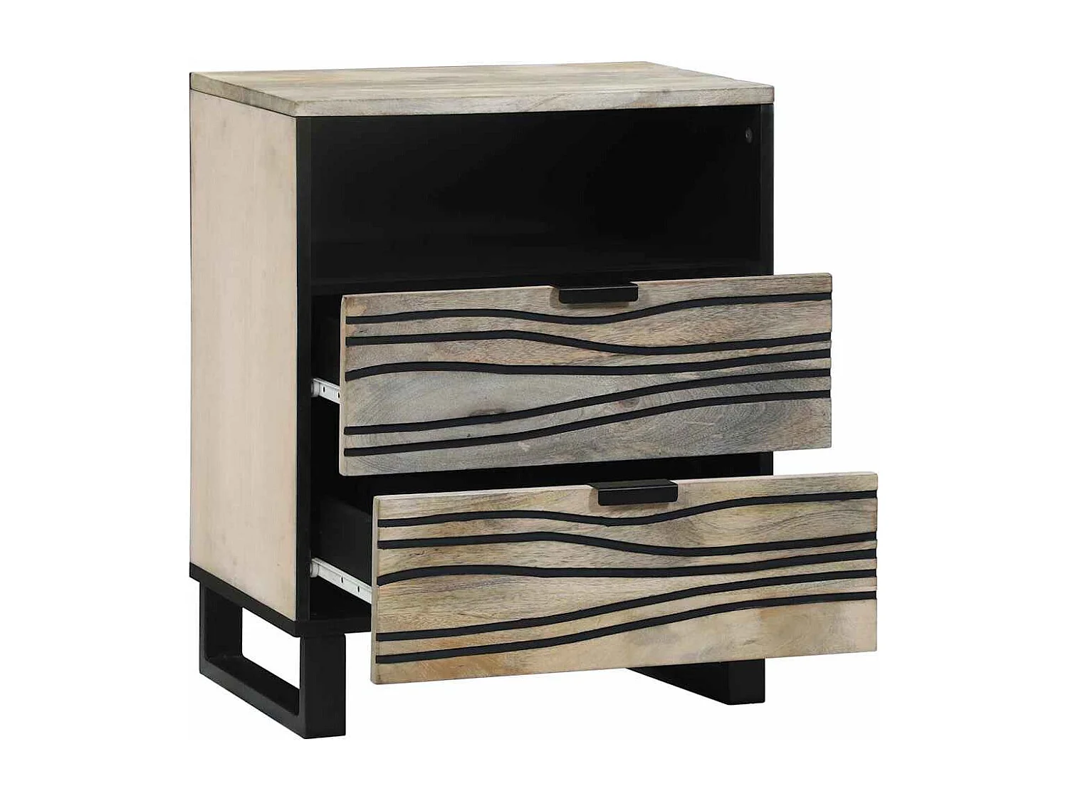 Tables de chevet avec tiroir Blanc et Noir 50 x 33 x 60 cm