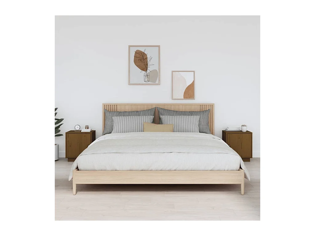 Tables de chevet 2pcs Marron miel 40x34x45cm Bois de pin massif