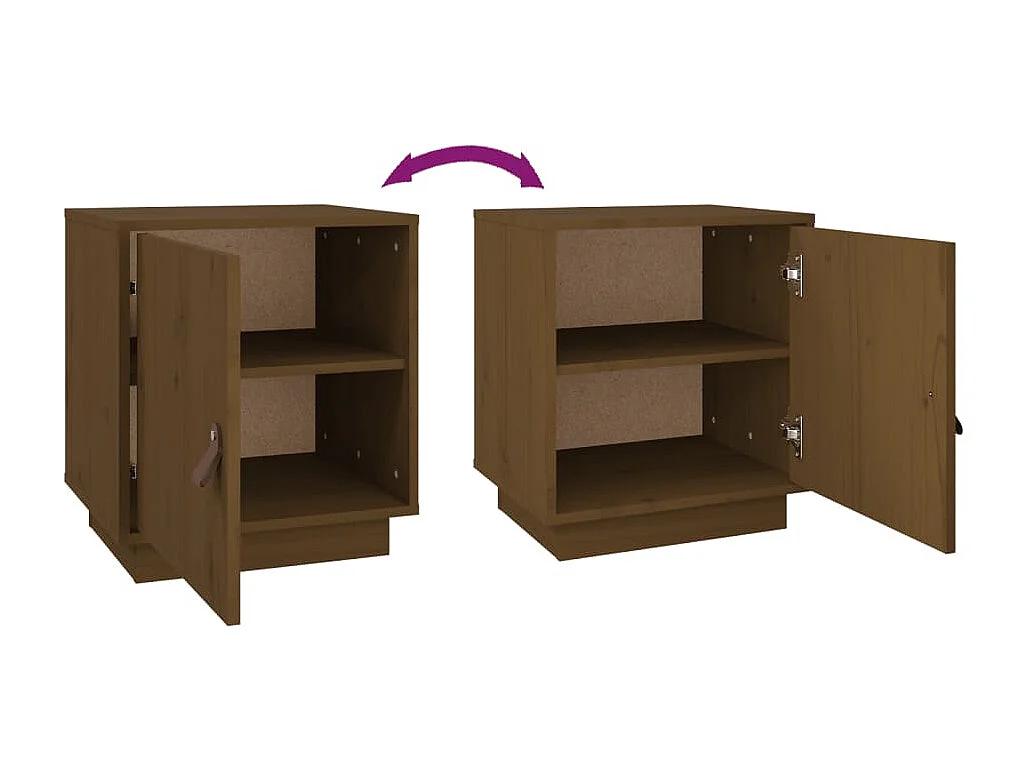 Tables de chevet 2pcs Marron miel 40x34x45cm Bois de pin massif