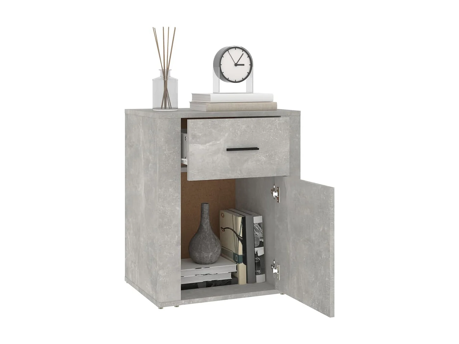 Mesita de noche Gris hormigón 50x36x60 cm Madera de ingeniería