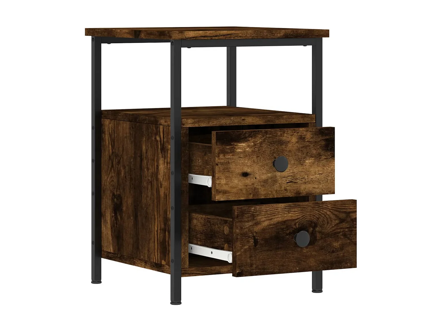 Comodino in rovere affumicato 34x35,5x50 cm in legno ingegnerizzato