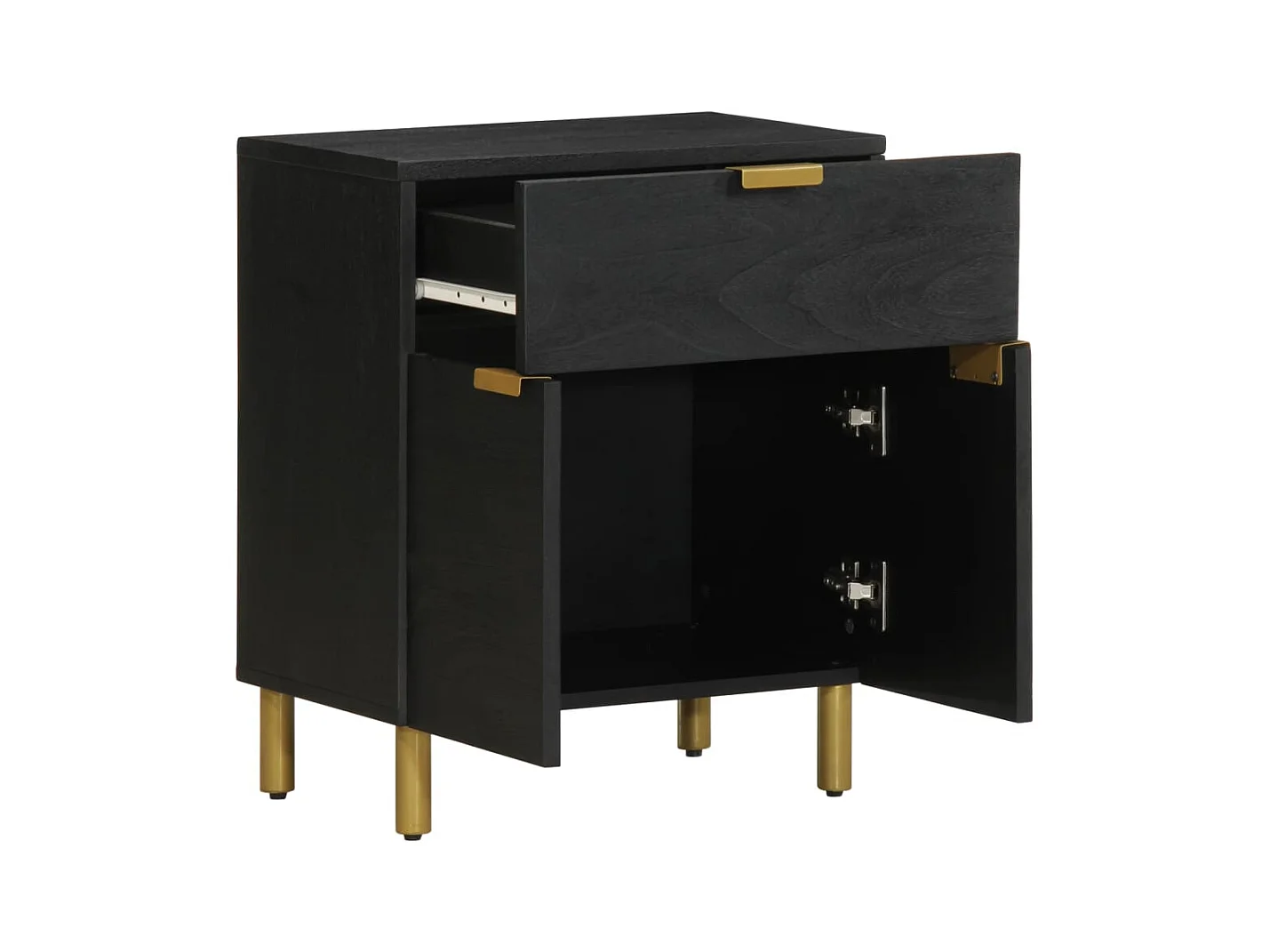 Table de chevet noir 50x33x60 cm bois d'ingénierie