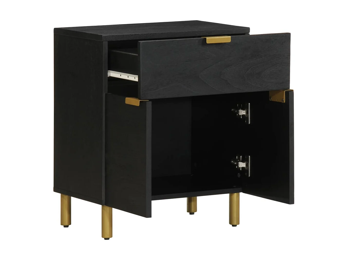 Table de chevet noir 50x33x60 cm bois d'ingénierie