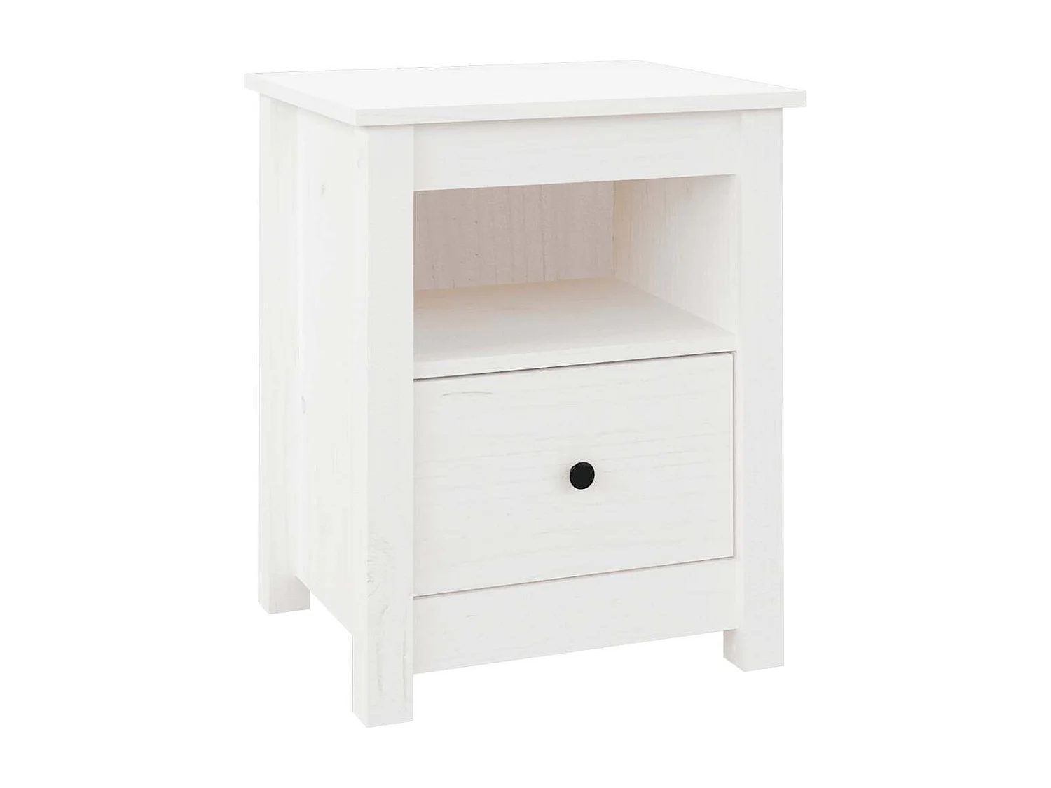 Comodino Bianco 40x35x49 cm Legno massello di pino