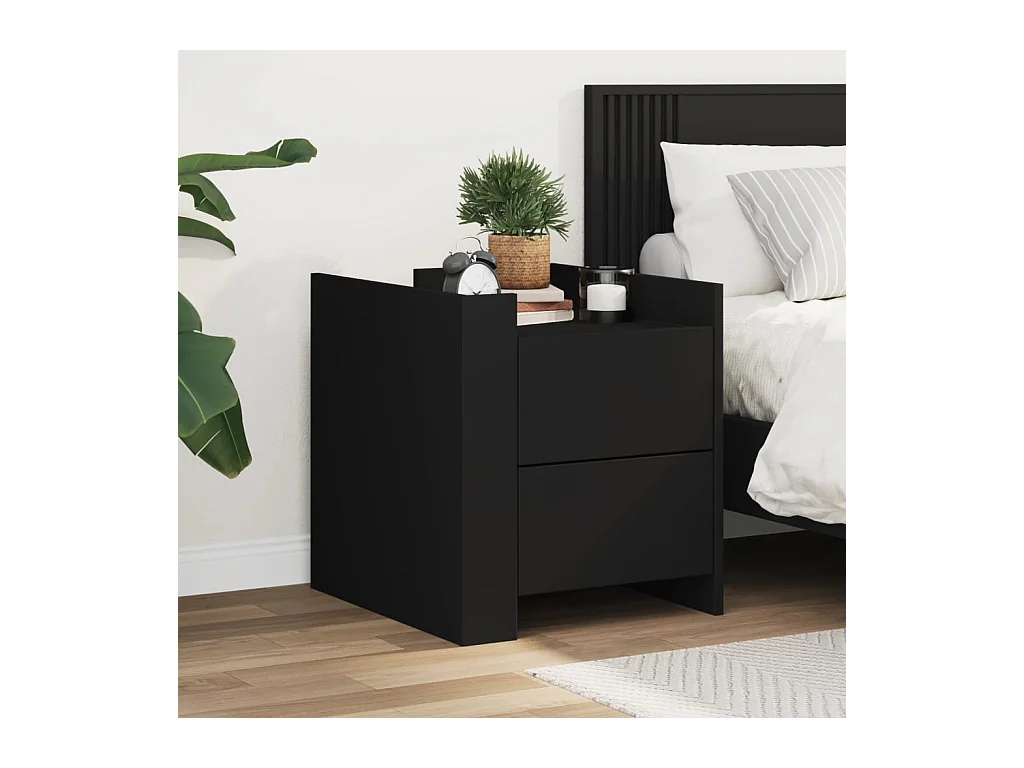 Table de chevet noir 45x50x50 cm bois d’ingénierie