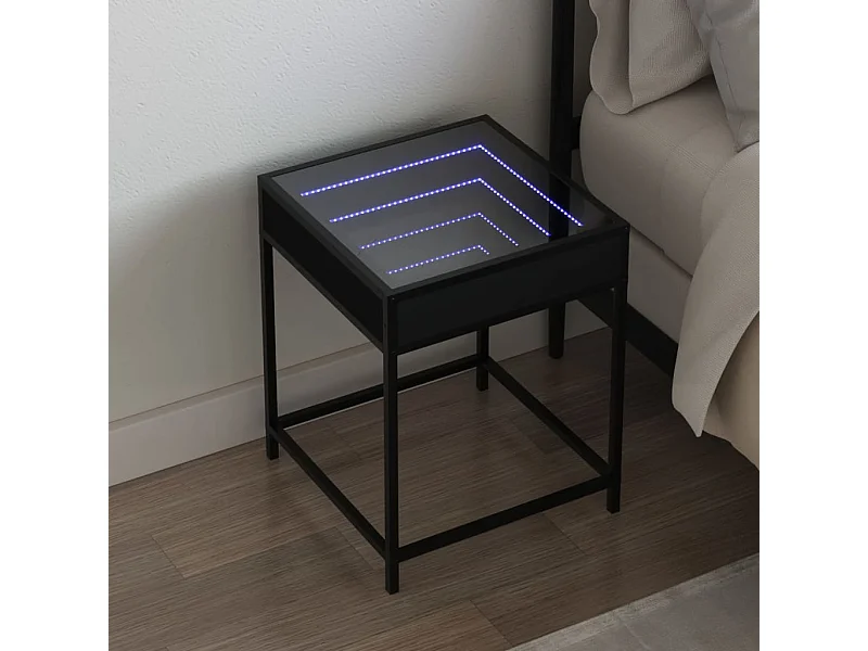 Comodino con LED infinity nero 40x40x51 cm