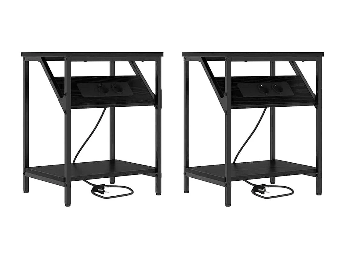 Armoires de chevet 2 pcs Chêne noir 38 x 30 x 48 cm