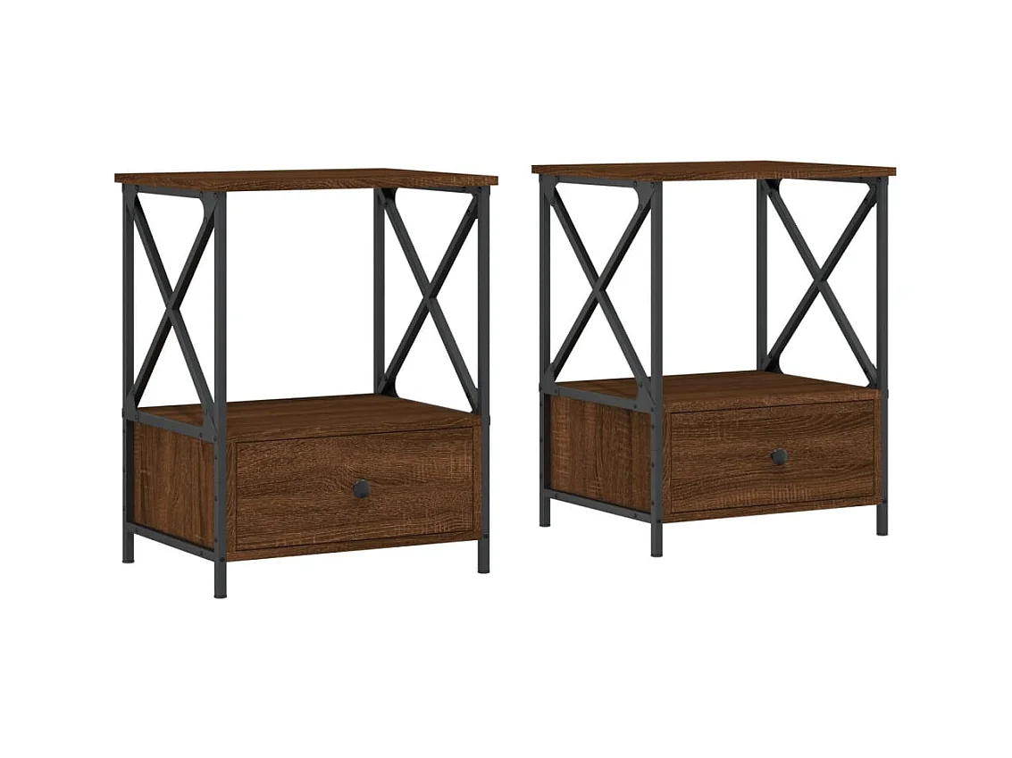 Nachtkastjes 2 stuks eikenbruin 50x41x65 cm bewerkt hout