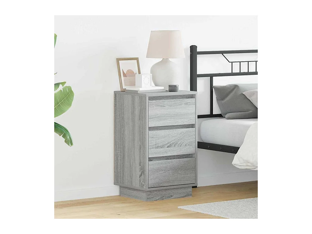 Nachttisch mit LED grau Sonoma 39x34,5x65 cm aus Holzwerkstoff