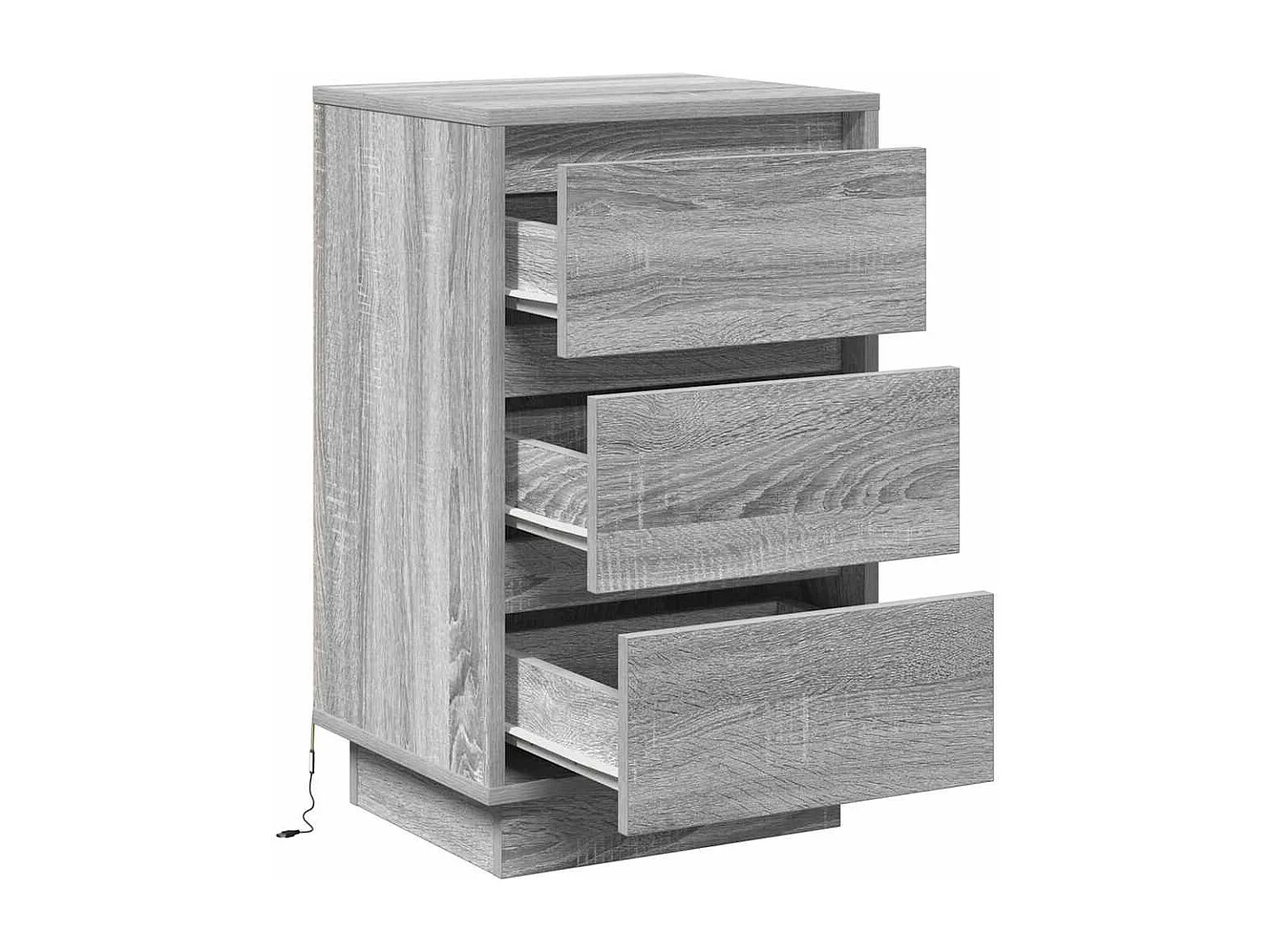 Cabinet de chevet avec LED grise Sonoma 39x34.5x65 cm en bois d'ingénierie