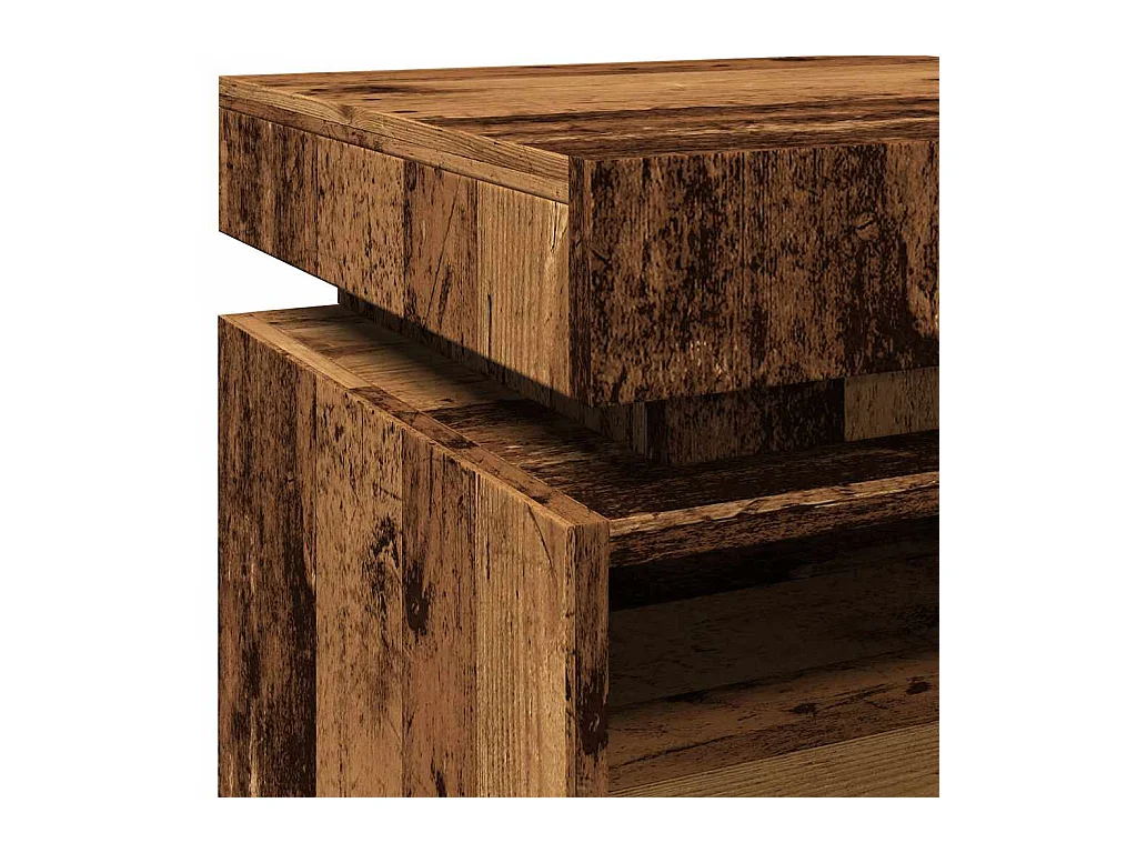 Armoires de chevet et lumières LED 2pcs vieux bois 40x39x48,5cm