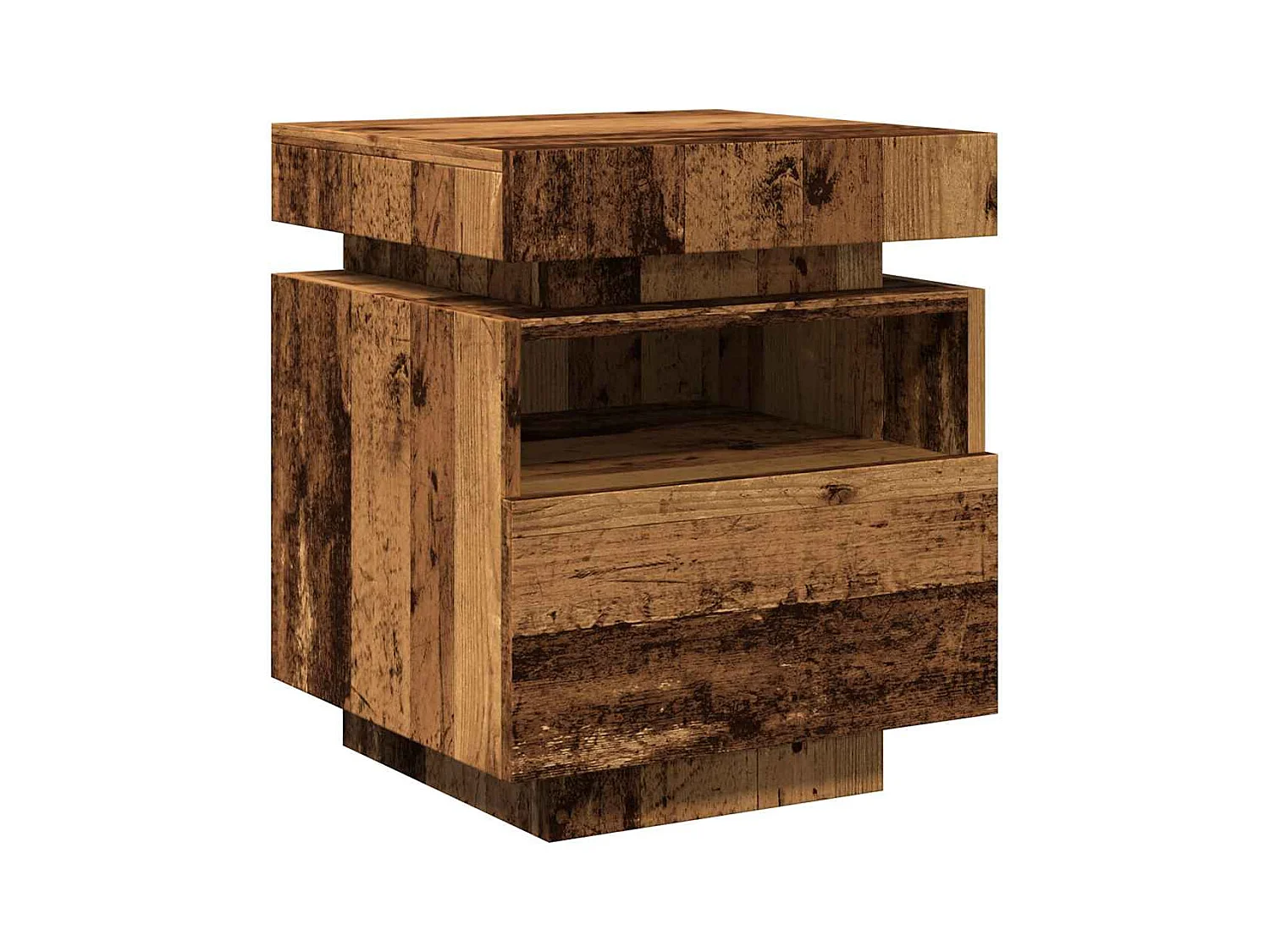 Armoires de chevet et lumières LED 2pcs vieux bois 40x39x48,5cm