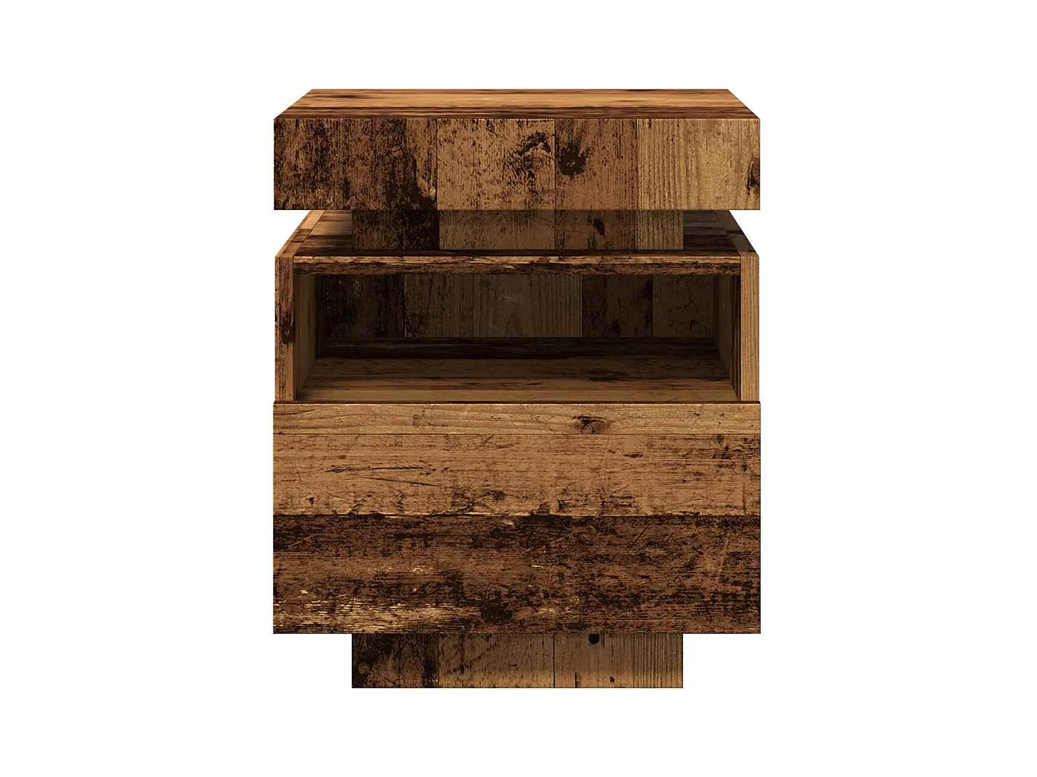 Armoires de chevet et lumières LED 2pcs vieux bois 40x39x48,5cm