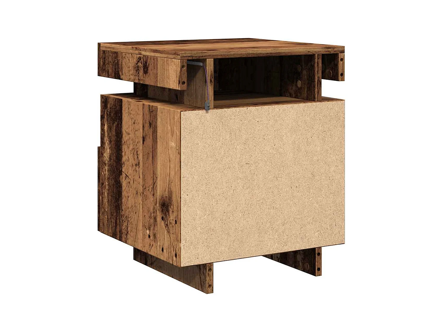 Armoires de chevet et lumières LED 2pcs vieux bois 40x39x48,5cm