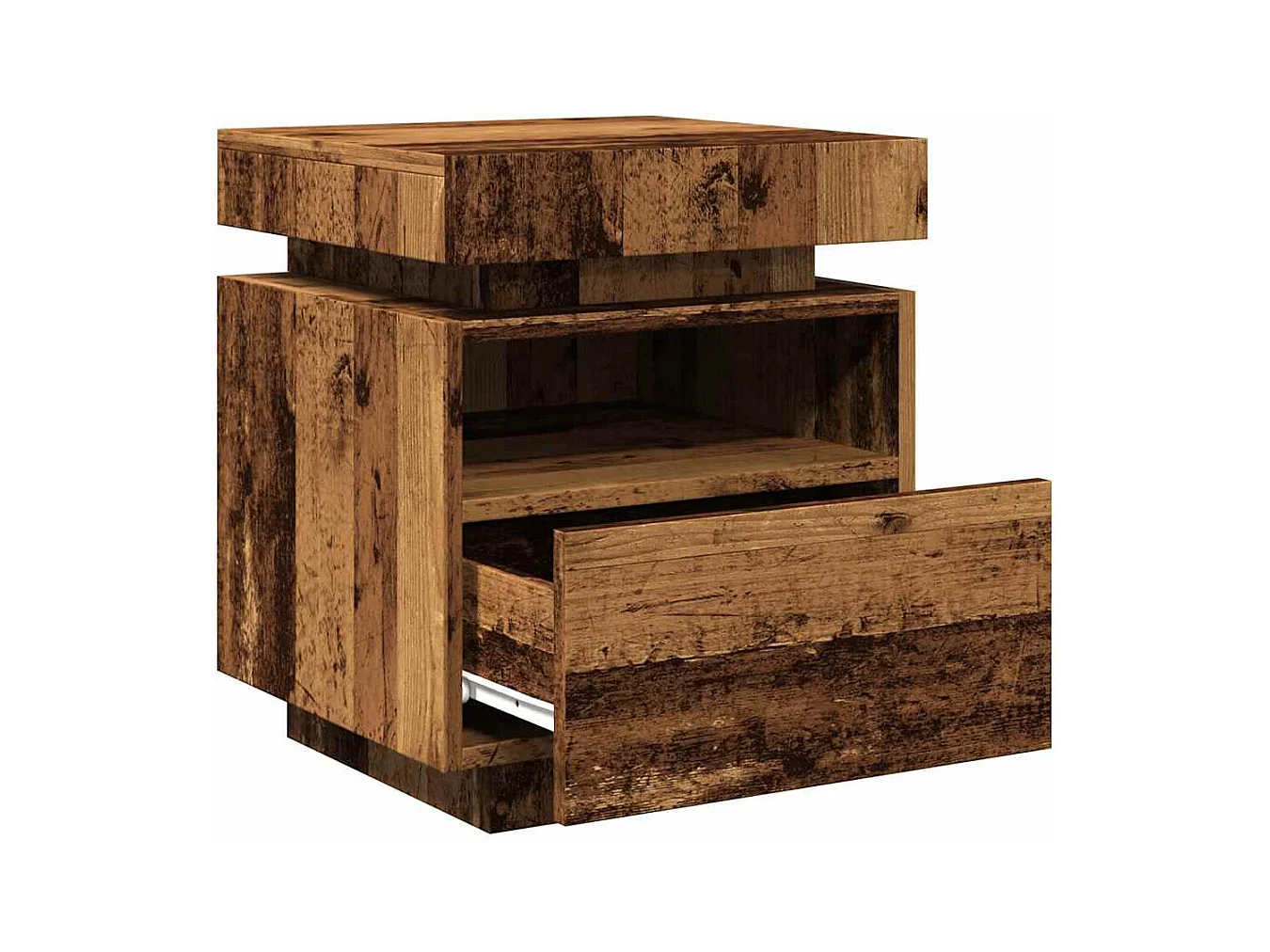 Armoires de chevet et lumières LED 2pcs vieux bois 40x39x48,5cm